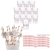 47 x Brand New Bride to Be Decoration, 33 Set JGA Cups, Team Bride Cups, Team Bride Straws, Bridal Bracelet, Team Bride Bracelets, Bride to Be Decoration, for Bridal Shower, Engagement Party, Bachelorette Party - RRP €615.7