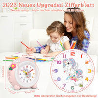 1 x RAW Customer Returns TENOCK Analog Alarm Clock Children, Unicorn Alarm Clock Girls, Alarm Clock Without Ticking Children, Colorful Light Alarm Clock, Adjustable Volume and Easy to Read Time, for Girls Room Decoration Pink  - RRP €22.61