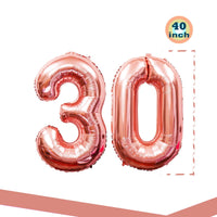 1 x RAW Customer Returns Meowoo Helium Balloon 30th Birthday 100CM Foil Balloon Number 30 Birthday Party Decoration Supplies Rose Gold Num 30  - RRP €7.24