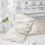 1 x RAW Customer Returns Vielit 2 pieces satin pillowcase 40x60 beige, soft as silk pillowcase, better care than silk pillocase, satin pillowcase pillowcase for hair and skin comes with 2 hair ties - RRP €15.73