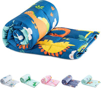 1 x RAW Customer Returns Sivio weighted blanket for children, 1.4 kg, 90 x 120 cm, therapy blanket, sleep aid, stress relief for children and teenagers, 100 natural cotton, hypoallergenic glass beads, blue dinosaurs - RRP €37.91