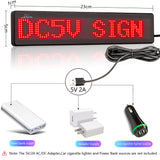 1 x RAW Customer Returns Leadleds 23x5cm LED Car Sign, Message Board, Bluetooth Connected Smartphone, Programmable for Car Window, Taxi, Shop Front Red  - RRP €49.31