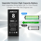 1 x RAW Customer Returns Battery for iPhone 8 3800mAh, JUBOTY New Upgrade Li-ion high capacity 0-cycle battery replacement for iPhone 8 Model A1863 A1905 A1906 with complete professional repair kit - RRP €16.13