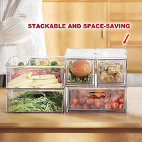 1 x RAW Customer Returns 3 Pack Refrigerator Storage Container with Pull Out Drawer Large Stackable Refrigerator Drawer Organizer Set with Handle BPA Free Kitchen Pantry - RRP €69.99