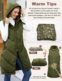 1 x RAW Customer Returns Xnova Padded Vest Women Winter Sleeveless Jacket Elegant Hooded Outer Vests with Zipper Warm Long Coat with Pocket, Khaki, M - RRP €21.32