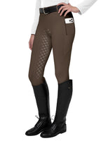 1 x RAW Customer Returns FitsT4 Sports ladies riding leggings silicone full seat riding pants with mobile phone pocket and belt loops, brown, size XXL - RRP €37.3