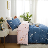 1 x RAW Customer Returns Tospass bed linen 155x220 cm flowers navy blue pink modern floral bed linen set girls duvet cover soft microfiber reversible bed linen 1 duvet cover with zipper 1 pillowcase 80x80 cm - RRP €23.36