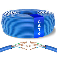 1 x RAW Customer Returns Mr. Tronic 100m Ethernet network cable Cat 6, LAN network cable for fast and reliable internet, AWG24 bulk cable Cat 6 Bulk cable 1 Gbps, 250 MHz, UTP CCA 100 meters, blue  - RRP €47.27