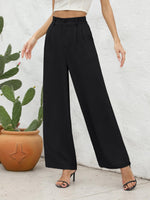 1 x RAW Customer Returns BEIGAI Women s Pants Summer Casual High Wasited Wide Pants Elegant Comfortable Pants with Pockets, Black, XL - RRP €34.99