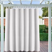 1 x RAW Customer Returns Clothink Outdoor Curtains Velcro 255 x 245 cm Grey-White 2 Pieces Balcony Curtain Loops Opaque Privacy UV Protection Against Weather Garden Balcony Yard - RRP €67.95