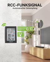 1 x RAW Customer Returns BALDR radio weather station with outdoor sensor, digital DCF radio clock, indoor outdoor thermometer, radio temperature display, room thermometer, hygrometer, weather forecast, time display, alarm clock - RRP €34.27