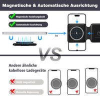 1 x RAW Customer Returns Mag-safe Charging Station For iPhone Wireless Charger - 3 in 1 Foldable Wireless Charger Compatible with iPhone 15 14 13 12 Pro Max Plus, Travel Charging Station For Apple Watch Air Pods - RRP €30.23