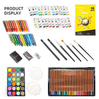 1 x RAW Customer Returns MIAOKE 145 Piece Painting Set, Painting Box, Deluxe Mega Aluminum Box Drawing Kit with Colored Pencils, Markers, Acrylic Paints, Wax Crayons, HB Pens, Watercolor Cake, Brushes, 18 Sheet Sketch Pad - RRP €43.56