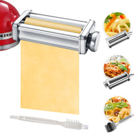 1 x RAW Customer Returns Gdrtwwh Pasta maker attachment set for KitchenAid stand mixer, including pasta grid roller, spaghetti cutter, pasta roller and stainless steel manual cleaning brush - RRP €95.99