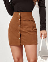 1 x RAW Customer Returns Women s Skirts Elegant Office Skirt Figure-hugging Fauxsuede Miniskirt High Waist Autumn Skirt Faux Leather Slit Bodycon Pencil Skirt Female Imitation Suede Skirt - RRP €40.13