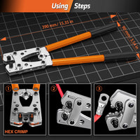 1 x RAW Customer Returns SOMELINE Crimping pliers cable lugs set, tubular cable lug pliers 6-50mm , ring cable lugs tinned bolt hole copper terminals, crimping pliers - pressing pliers - crimping pliers - crimp pliers - power tool set - RRP €40.32