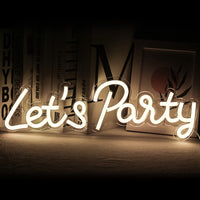 1 x RAW Customer Returns SIGNSHIP Let s Party Neon Sign Warm White LED Neon Light, USB Powered Party Neon Sign, Decorative Wall Lights for Birthday, Wedding, Graduation, Bar, Decoration - RRP €37.59