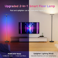 1 x RAW Customer Returns OUTON LED floor lamp dimmable 30W 3000LM, 2-in-1 Smart WiFi floor lamp with app control, Alexa and Google Assistant, 16 million colors, music synchronization, for living room, bedroom - RRP €112.6