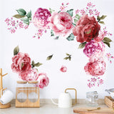 1 x RAW Customer Returns Wall Sticker Peony Rose Flowers Wall Decoration, Waterproof DIY Large Wall Sticker, Giyiprpi Wall Decoration Living Room Bedroom Kitchen Furniture Sticker A  - RRP €14.99