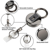 1 x RAW Customer Returns Segus extendable key chain, extendable ID card holder, 2 pieces key chain for belt, bag, backpack, with 70cm Dyneema and can withstand a load of 200-220G - RRP €16.13