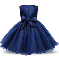 1 x RAW Customer Returns NNJXD Girls Sleeveless 3D Flower Lace Princess Party Dress Size 130 4-5 Years Dark Blue - RRP €27.62