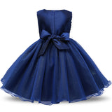 1 x RAW Customer Returns NNJXD Girls Sleeveless 3D Flower Lace Princess Party Dress Size 130 4-5 Years Dark Blue - RRP €27.62