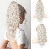 1 x RAW Customer Returns PORSMEER Ponytail Hairpiece Ponytail Extensions Platinum Blonde Highlights with Clip 45cm Long Wavy Curly Hair Extension Braid Clip in Claw Natural Synthetic Hair Hairpiece for Women - RRP €19.15