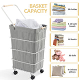 1 x RAW Customer Returns APEXCHASER Laundry Basket, Large Laundry Bin with Wheels and Handle, Metal Frame for Bedroom, Tall Laundry Collector with Fabric Cover, Gray. - RRP €30.24