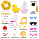 21 x Brand New AUAUY Yellow Rubber Duck, Duck Car Dashboard Decorations, 5 Pieces Rubber Duck with Mini Chair Car Ornaments with Sun Hats Sunglasses Golden Chains and Swimming Rings for Car, Room Decoration - RRP €226.8