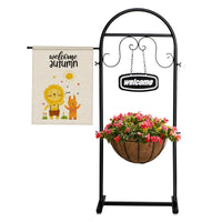 2 x RAW Customer Returns bimiti Indoor Outdoor Decoration Mental Welcome Planter Basket Stand with Coco Liner Welcome Plant Stand for Living Room, Office - RRP €22.18