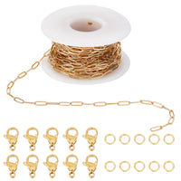 1 x RAW Customer Returns SUNNYCLUE 32.8 Feet 10 m Paperclip Chain Spool Stainless Steel Paperclip Chains Gold Tone 50 Open Jump Rings 20 Lobster Clasps For Jewelry Making Necklace Bracelet DIY Crafts Adults - RRP €22.31