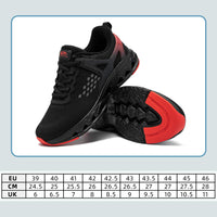 1 x RAW Customer Returns FLOWING PLUME Waterproof Men s Lightweight Sports Shoes Running Shoe Walking Gym Casual Comfortable Running Sneakers Black Red,46EU  - RRP €58.8