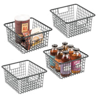 1 x Brand New mDesign Farmhouse Decor Metal Wire Food Storage Organizer Trash can basket with handles for kitchen cabinets, pantry, closets, garage - 26 x 23.5 x 13.3 cm - 4 pieces - Bronze - RRP €44.62