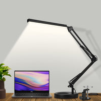 1 x RAW Customer Returns SKYLEO Desk Lamp LED Dimmable - LED Desk Lamp with Clip and Base - Eye Protection LED Desk Lamp - 3 Light Modes x 10 Brightness Levels - Black - RRP €39.34