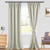 1 x RAW Customer Returns DWCN curtains with ruffle tape set of 2 opaque living room, H 245 x W 140 cm curtains blackout curtain with curtain ties, heat-insulating thermal curtain for bedroom living room, light beige - RRP €39.31