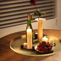 5 x RAW Customer Returns EXELCO Round Decorative Tray Gold Serving Plate Decorative Tray Stainless Steel Serving Tray Candle Tray Storage Tray Metal Tray Bathroom Jewelry Organizer Buffet Plate for Cosmetics Dessert Candles 32cm - RRP €119.95