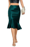 3 x Brand New Alcea Rosea Women s Skirt Long High Waist Basic Fishtail Silky Satin Skirt Pencil Skirt Party Cutting Summer Skirt S-XXXL Dark Green02, XL  - RRP €82.8