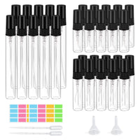 1 x RAW Customer Returns suruikei Pack of 30 5 ml perfume atomizer glass, mini spray bottle, small atomizer, refillable with funnel, pipettes and label stickers, perfume atomizer for on the go 30 x 5 ml  - RRP €12.1