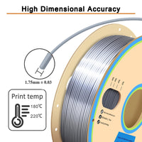 1 x RAW Customer Returns YOUSU PLA filament 1.75, Silk pla silver, 3d printer filament, PLA 1kg spool, glossy silk silver, pla metallic silver color - RRP €19.19