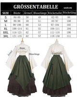 1 x RAW Customer Returns Fiamll Renaissance Dress Women Medieval Dress Medieval Costume Women Trumpet Sleeve Victorian Dresses Green Brown L Shirt and Skirt  - RRP €60.49