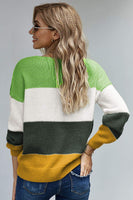 1 x RAW Customer Returns Ancapelion Women s Chunky Knit Pullover Casual Knitted Sweater Long Sleeve Jumper Color Block Sweatshirt Elegant Jumper Crew Neck Loose Tops Autumn Winter Outwear for Women, A-green, M - RRP €32.26