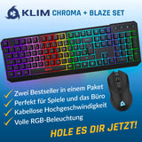 1 x RAW Customer Returns KLIM Blaze Chroma - NEW 2024 - Keyboard Mouse Set Wireless QWERTZ - Flat, Ergonomic - Mouse Keyboard for PC, Mac, PS4 PS5 - Built-in, long-lasting battery - RRP €65.52