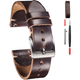 1 x RAW Customer Returns 20mm Leather Watch Straps for Men, Thin Soft Horween Leather Watch Strap with Quick Release Vintage Watch Wrap - RRP €27.22