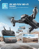 1 x RAW Customer Returns DEERC D10 Drone with Camera for Adults 2K 5G FPV Live Video, Foldable Drone with 2 Batteries for Adults or Kids, Gesture Control, Headless Mode, RC Quadcopter for Beginners - RRP €99.99