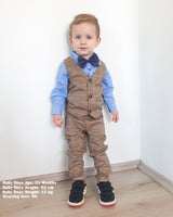 1 x RAW Customer Returns Zoerea 3 Piece Children Boys Clothing Set Shirt with Bow Tie Vest Trousers, Baby Boy Gentleman Wedding Tuxedo Baptism Brown Grid Suit Blue Outfit, Label 110 - RRP €26.39