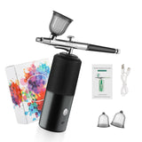 1 x RAW Customer Returns IeBilif Wireless Airbrush Set With Compressor, Portable Air Brush Compressor Set, Rechargeable Airbrush for Nails, Model Painting, Cakes, Makeup purple  - RRP €36.29