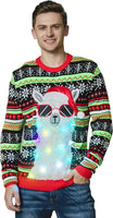 1 x RAW Customer Returns Off The Rack Mens Unisex Men s Funny LED Christmas Jumper Pullover Sweater, Mr Llama Lover, XXL - RRP €33.26