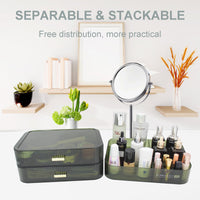 1 x RAW Customer Returns Makeup Organizer with 2 Drawers, Cosmetic Organizer for Bedroom and Bathroom Vanity Countertops, Large Capacity Cosmetic Storage Box for Skin Care Cream Perfume-green - RRP €39.31