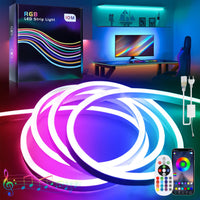 1 x RAW Customer Returns BAGZY Neon LED Strip, 5M RGB LED Tube Neon LED Strip 230V Outdoor IP65 Waterproof Flexible, Bluetooth App Control DIY Light Strip, with Power Supply - RRP €60.49