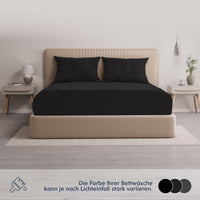 1 x RAW Customer Returns Dreamzie Premium fitted sheet 180x200 cm - 200x200 cm - 37cm slats - also for box spring bed water bed - box spring bed sheet 100 jersey cotton, 150 g m - Oeko-TEX - Black - RRP €22.99